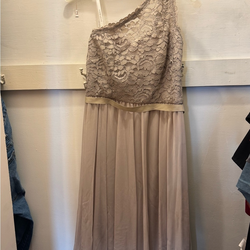 David’s Bridal Elegant One-Shoulder Lace Dress